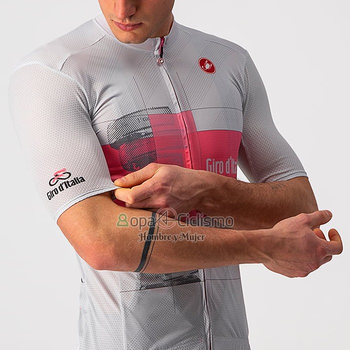 Giro d'Italia Ropa Ciclismo Culotte Corto 2021 Hombre Mangas Cortas Blanco Rosa